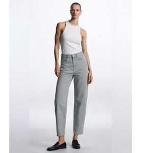 COS High Rise Tapered Jeans Light Blue Grey Relaxed Barrel Fit